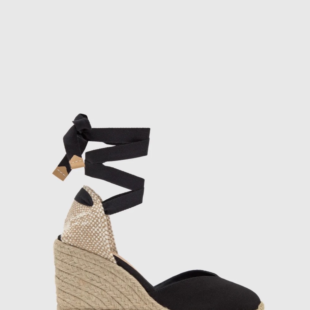 Castaner Black and Tan Espadrille Wedge Sandals